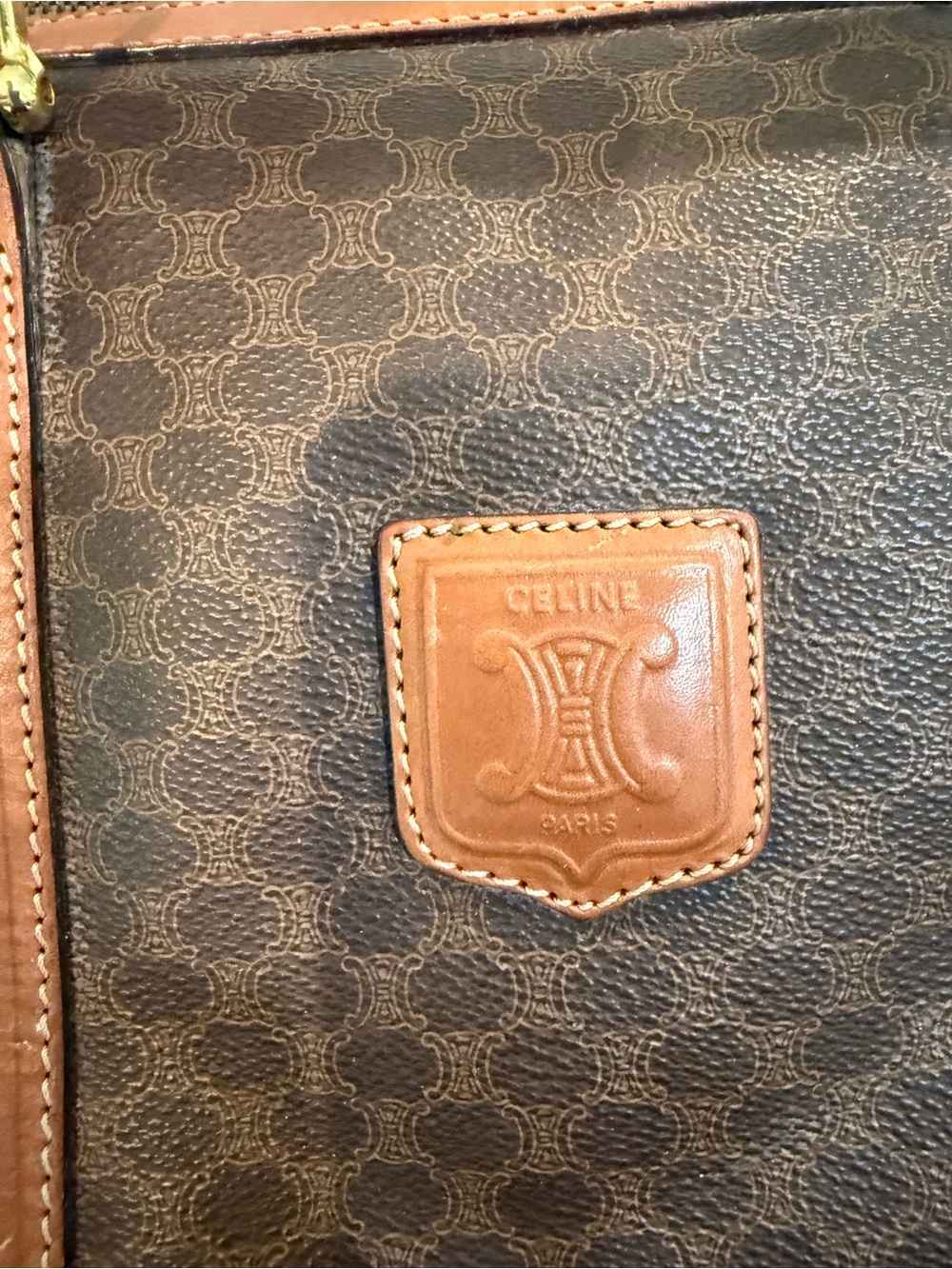 Vintage CELINE Macadam Boston Bag PVC Leather Weekender Travel Bag Ital - Picture 3 of 16